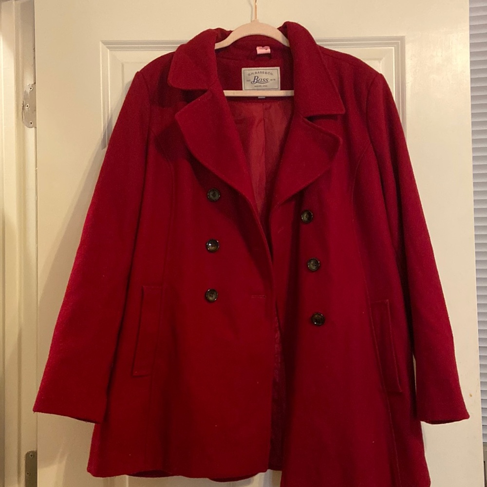 Bass Red Pea Coat